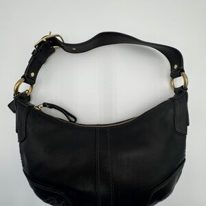 Authentic COACH Black Leather Soho Hobo Shoulder Bag Style 11672 Brass Hardware